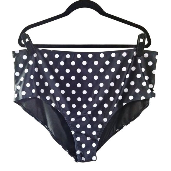 Yonique 2-Piece Swimsuit Blouson Tankini Tummy Control Polka Dot Bottom 24W - Picture 4 of 12